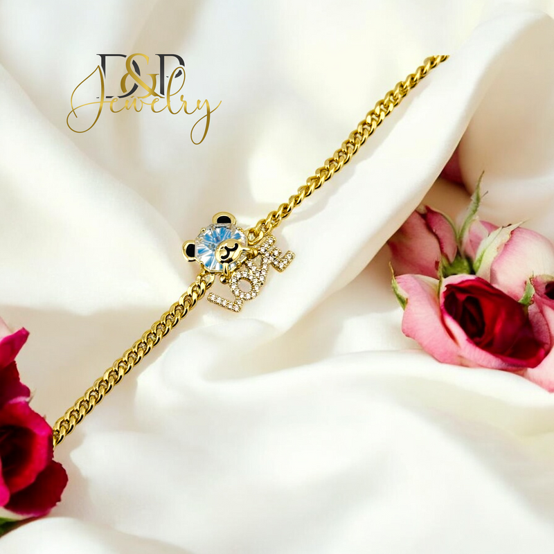 14K BLUE BEAR CUBAN BRACELET BR744