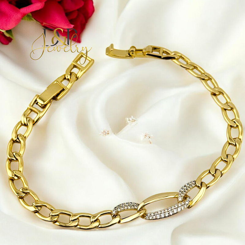 14K GOLD WHITE STONES BRACELET BR707