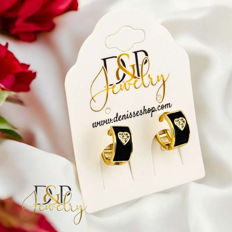 14K BLACK HOOP EARRING HP648