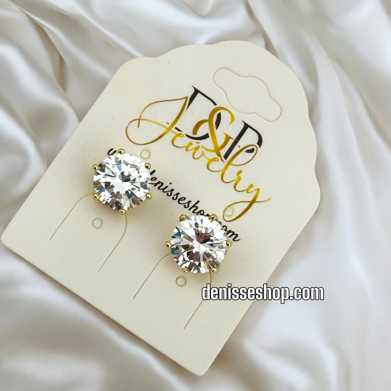 14K WHITE STONE EARRING E587