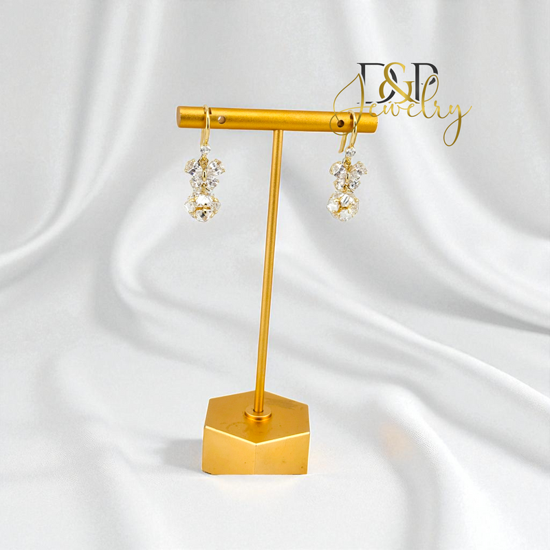 14K WHITE BALL LONG EARRING E982
