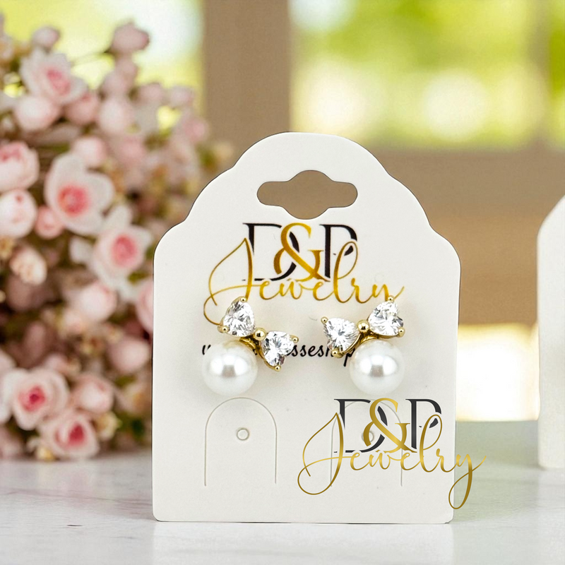 14K WHITE PEARL WITH BOW EARRING E925