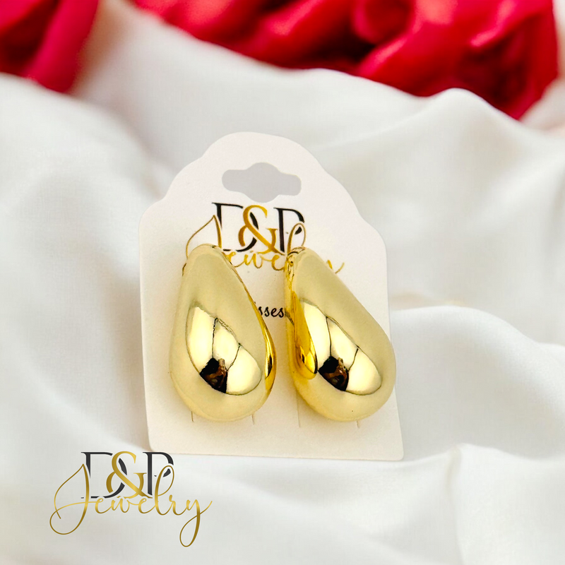 14K PLAIN DROP EARRING E843