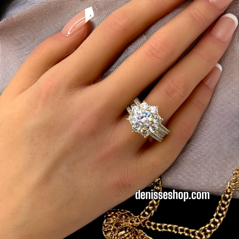 14K WHITE STONE RING RG133