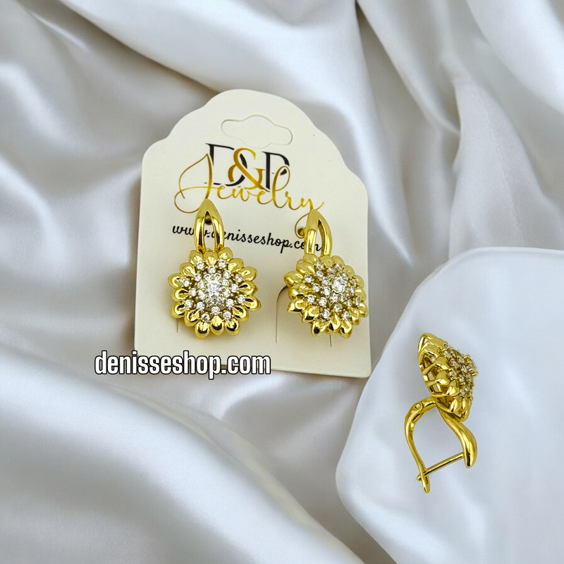 14K FASHION WHITE STONE HUGGIES EARRING E665