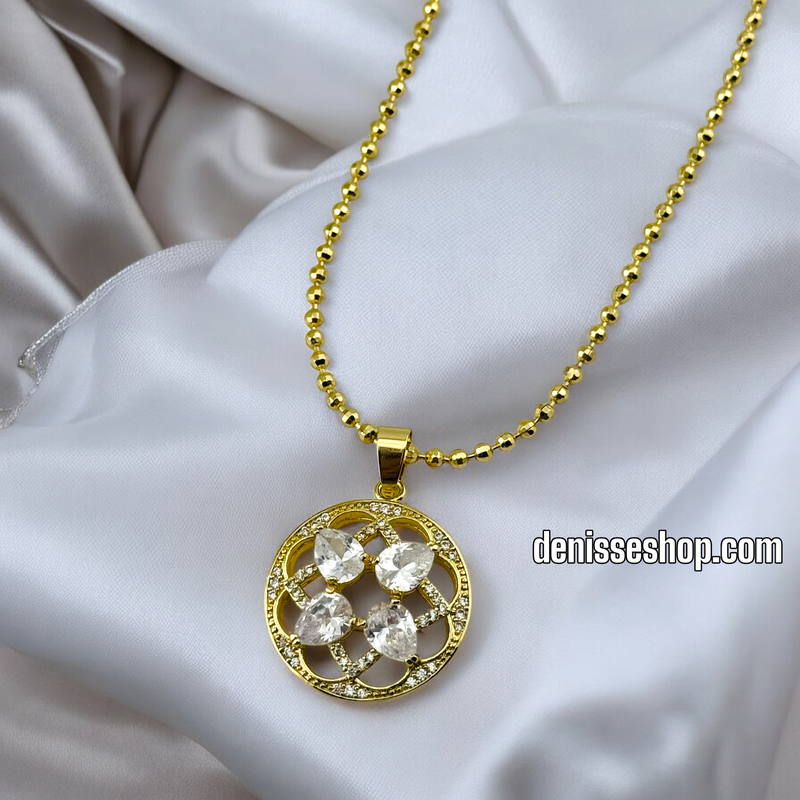 14K WOMEN/ ROUND STAR STONE NECKLACE N140