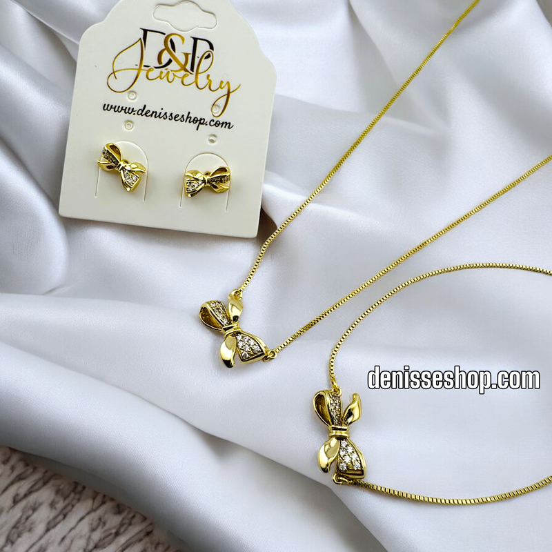 14K WOMAN/  BOW SET NECKLACE N181