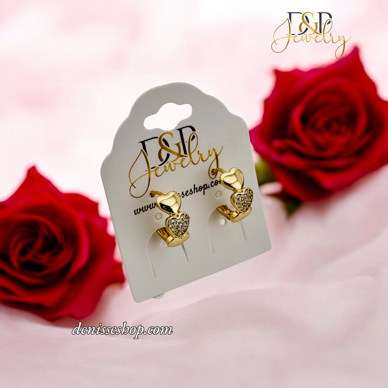 14K WOMEN SMALL SIZE HEART HOOP EARRINGS HP600