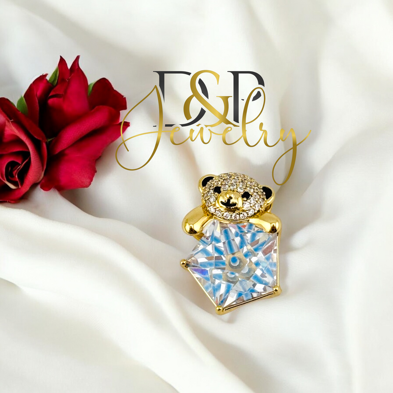 14K BLUE STONE BEAR PENDANT P784