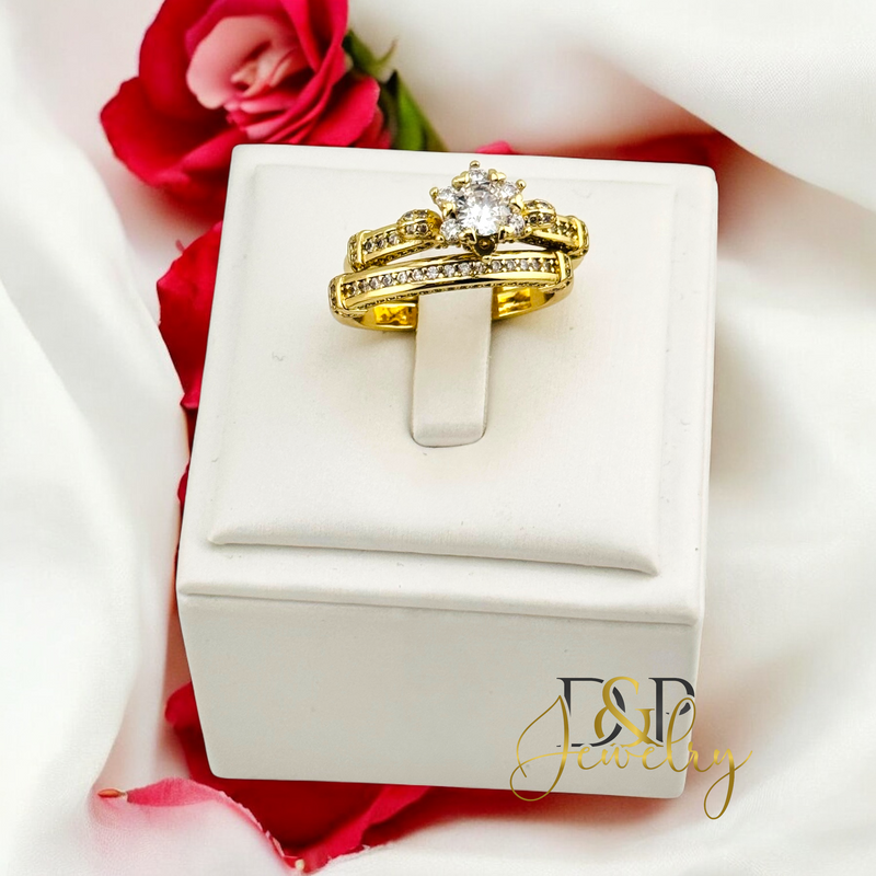 14K DOUBLE WHITE STONE RING RG364