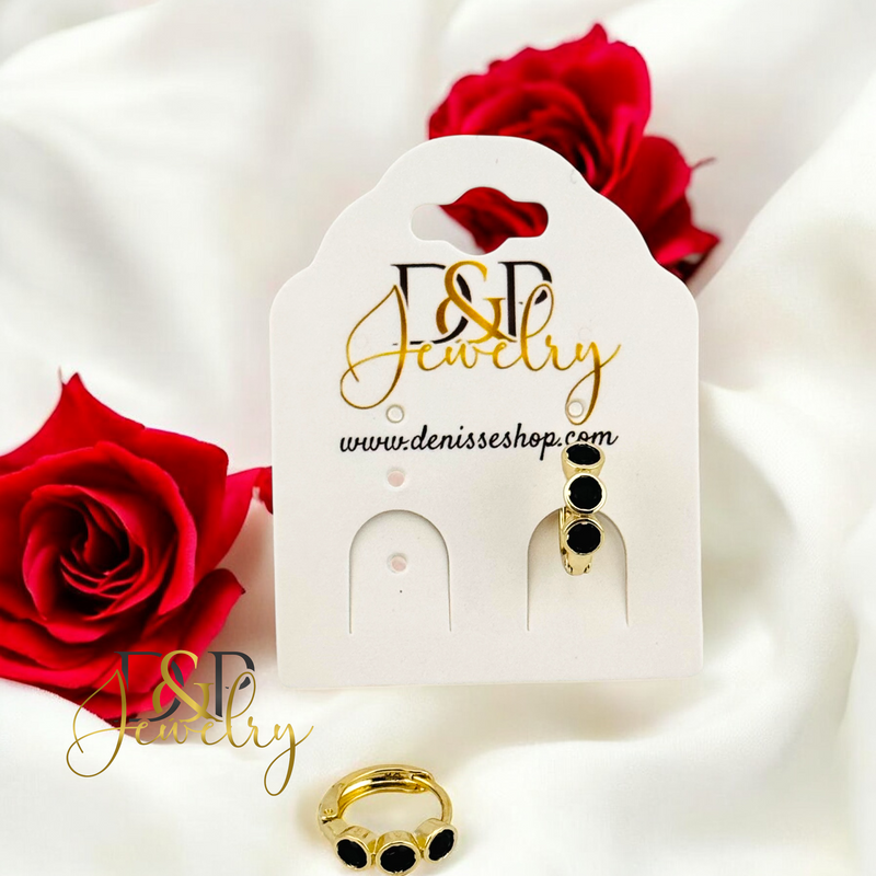 14K SMALL BLACK HOOP HP688