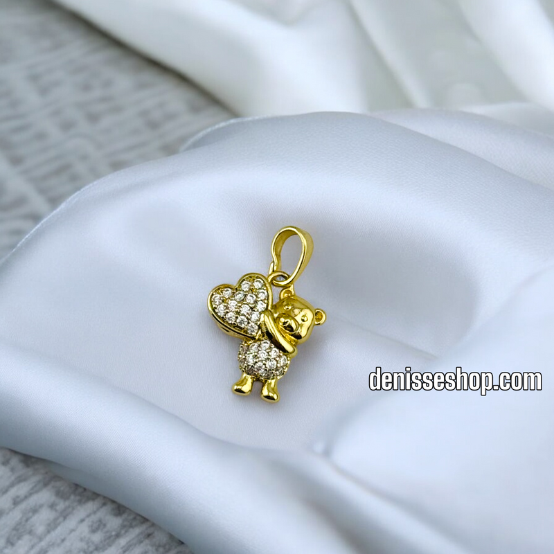 14K TINY BEAR WITH HEART PENDANT P576