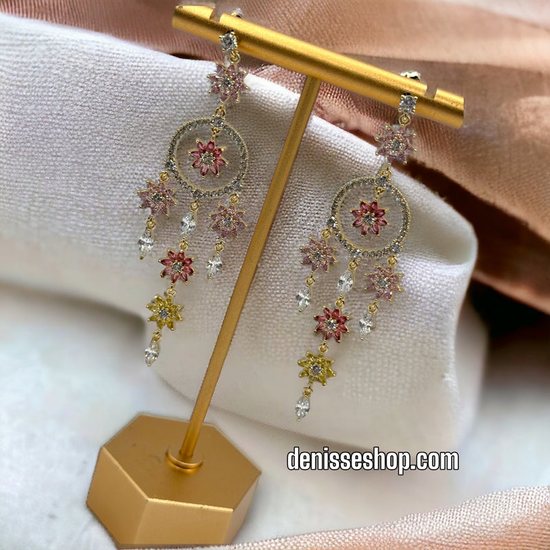 18K PINK AND WHITE EARRINGS E369