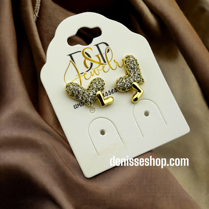 14K HEART EARRING E586