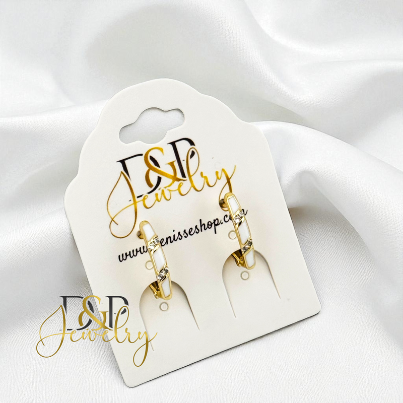 14K GOLD/WHITE SMALL HOOP EARRING HP747