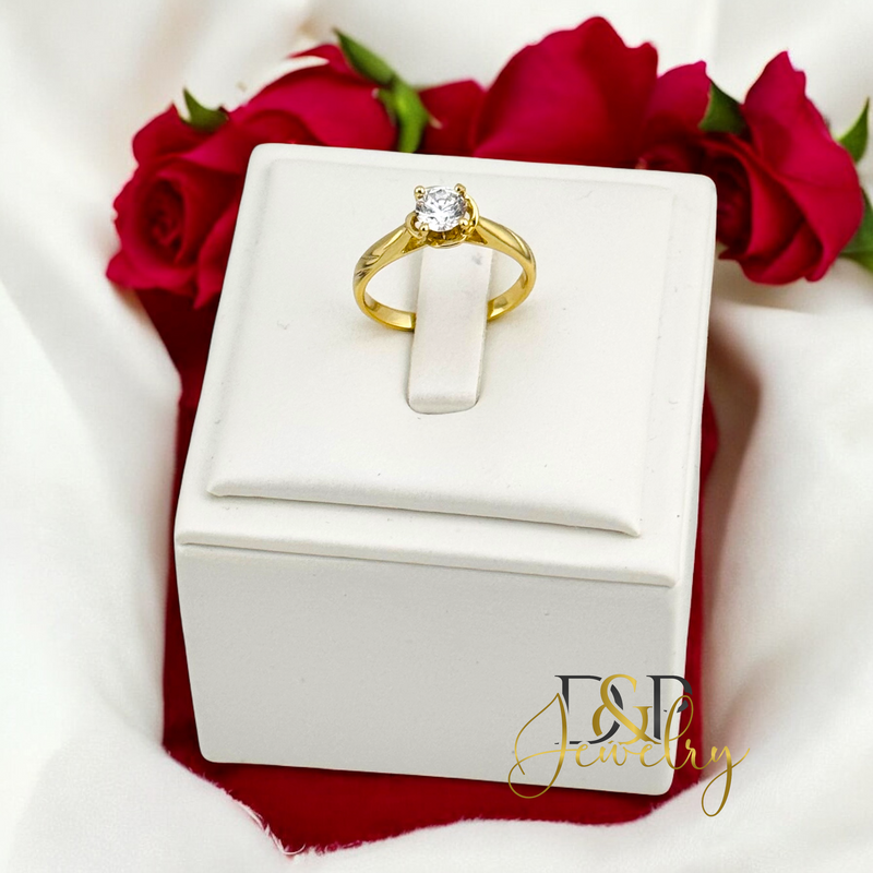 14K WHITE STONE RING RG361