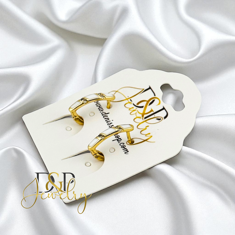 14K GOLD/WHITE SMALL HOOP EARRING HP747