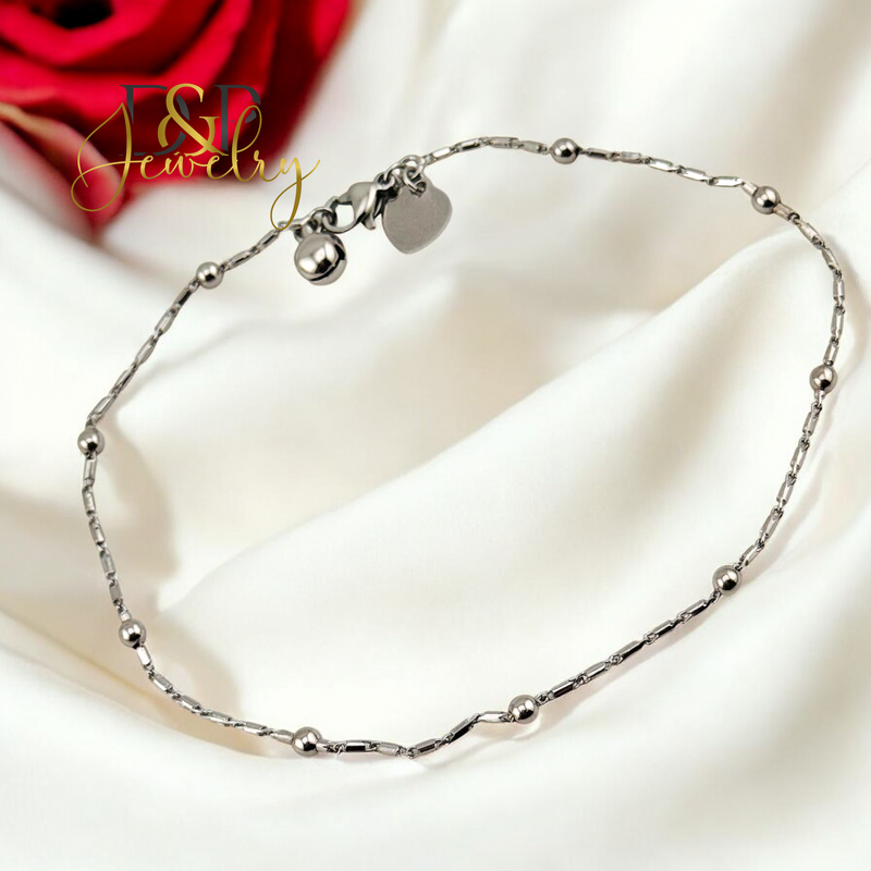 14K SILVER BUBBLE ANKLET BRACELET A28