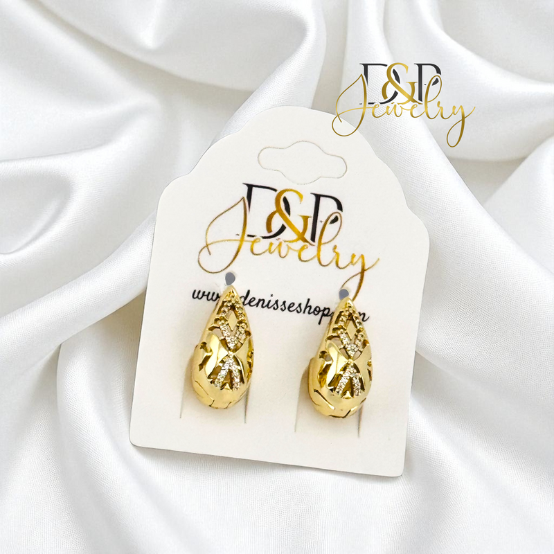 14K DROP DESIGN EARRING E957