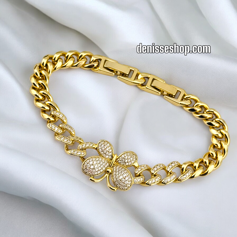 14K BUTTERFLY CUBAN BRACELET BR657