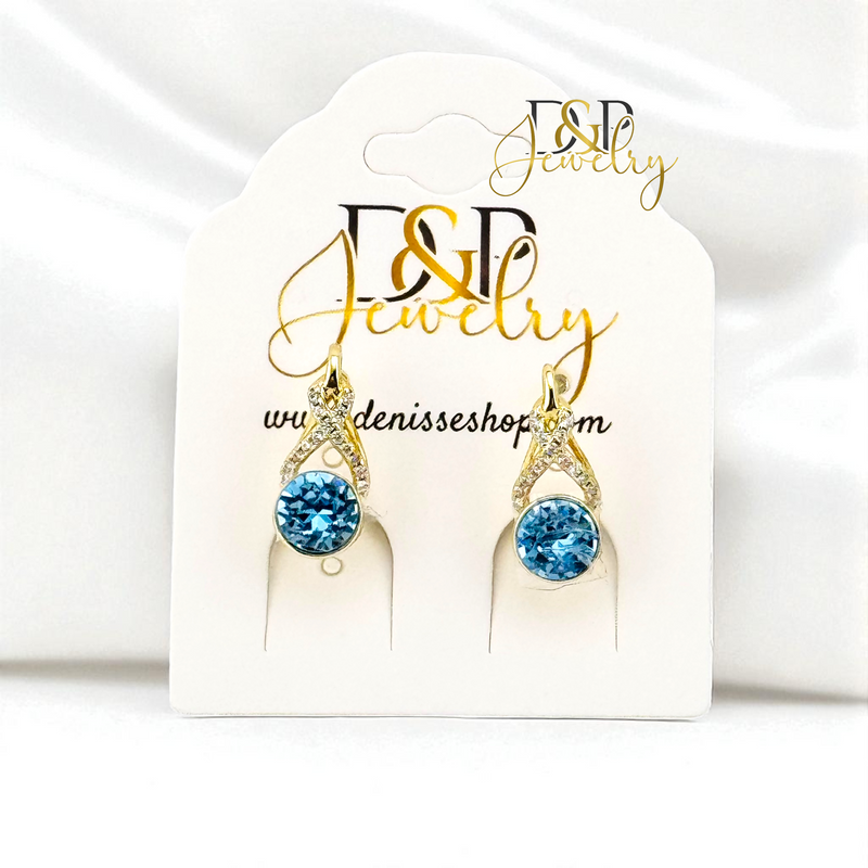 14K BLUE HUGGIE EARRING E1039