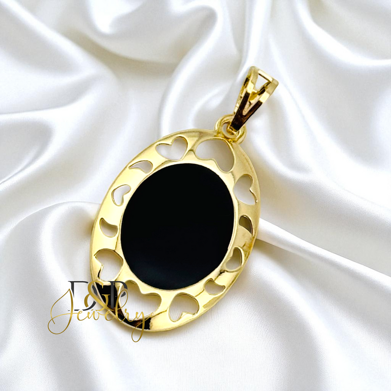14K GOLD/BLACK PENDANT P893