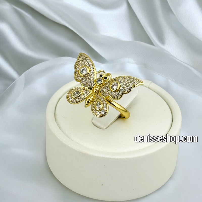 14K WOMEN WHITE BUTERFLY RING RG303