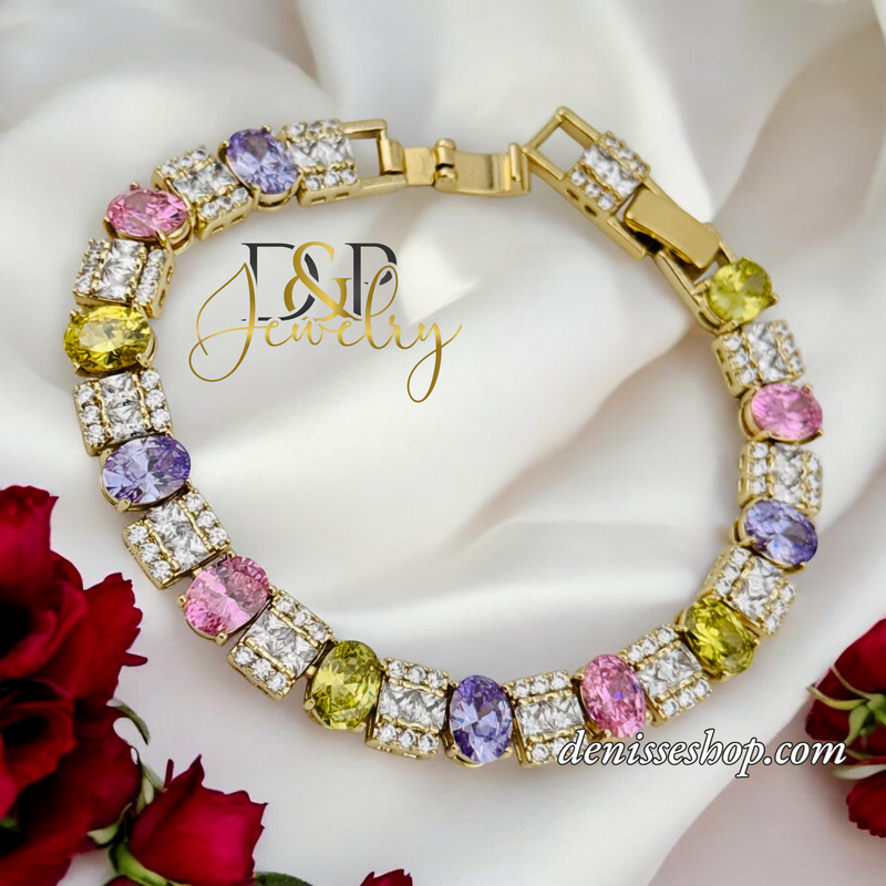 14K MULTICOLOR DESIGN BRACELET BR675