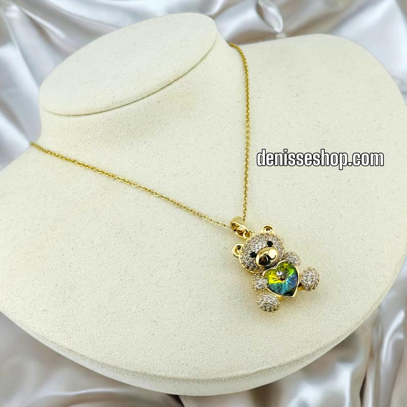 14K GOLD / MULTICOLOR BEAR NECKLACE SET N49