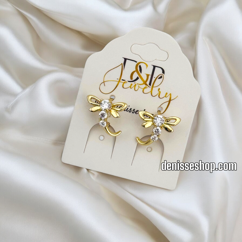 14K GOLD DRAGONFLY HOOP EARRINGS HP595