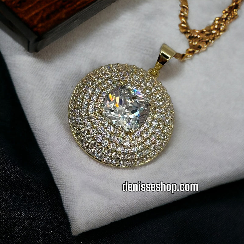 18K White Stone  Pendant P173