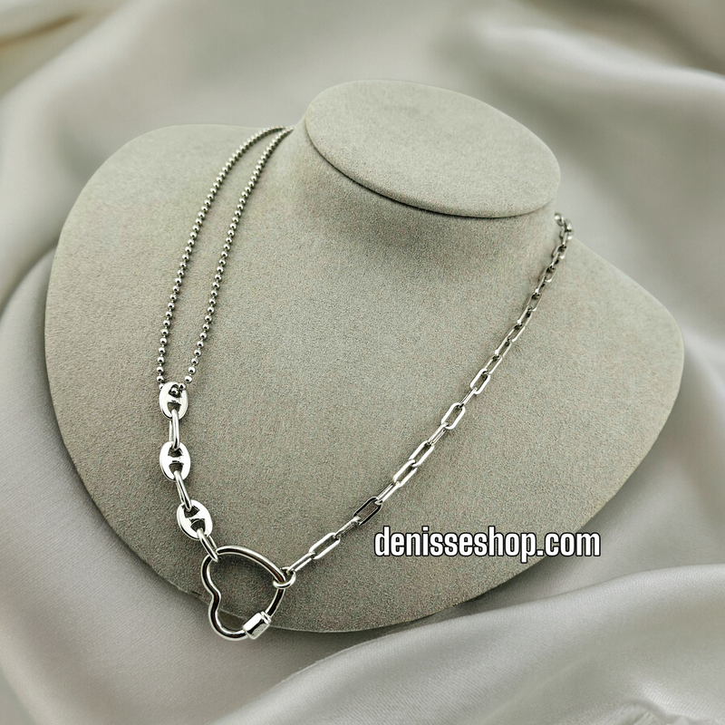 SILVER HEART NECKLACE  18&