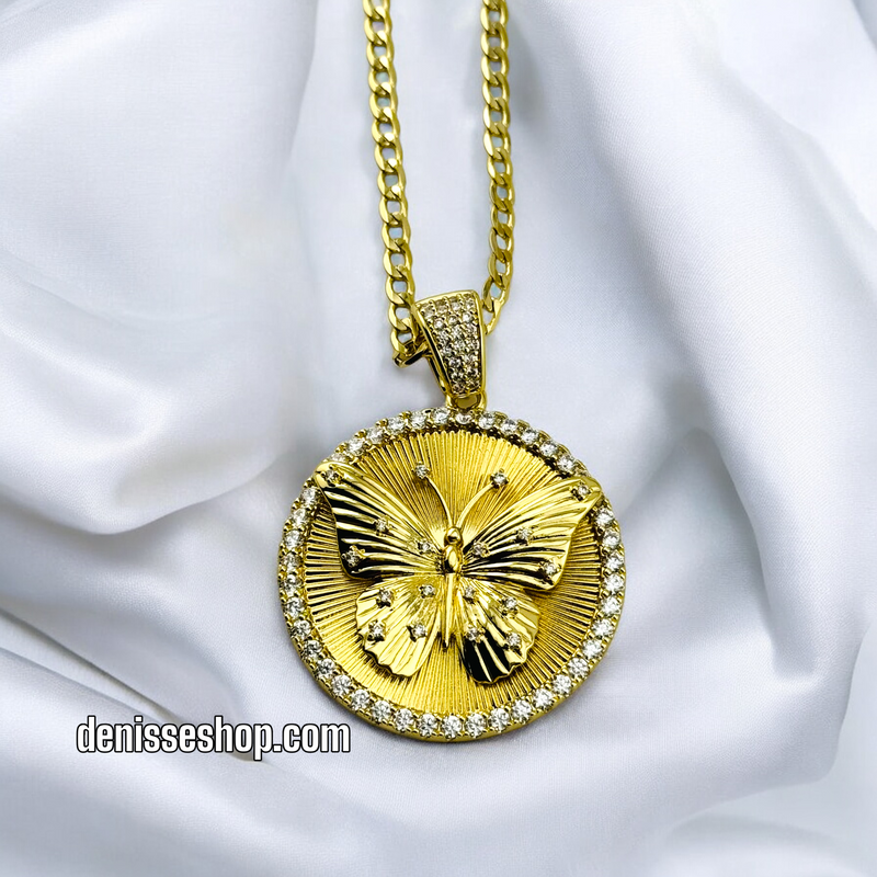 14K FASHION BUTTERFLY MEDALLION  PENDANT P459