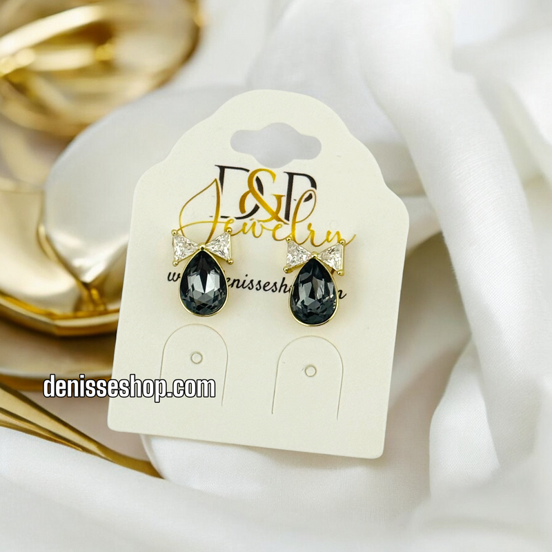 14K BLACK STONE EARRING E631