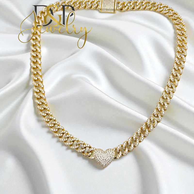 14K TRENDING HEART DIAMOND NECKLACE SET N278