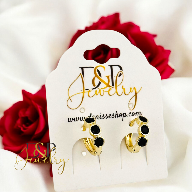 14K SMALL BLACK HOOP HP688
