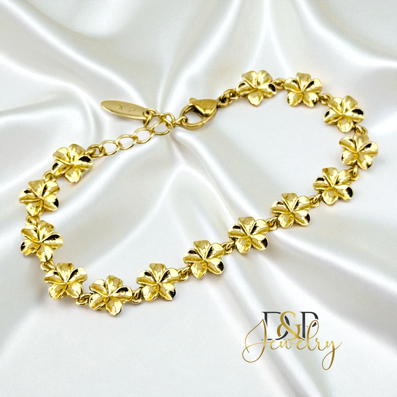 14K GOLD/FLOWERS BRACELET BR807