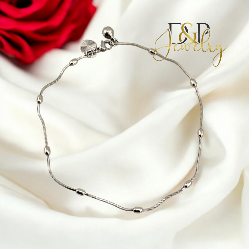 14K THIN BUBBLE ANKLET BRACELET 10.2&