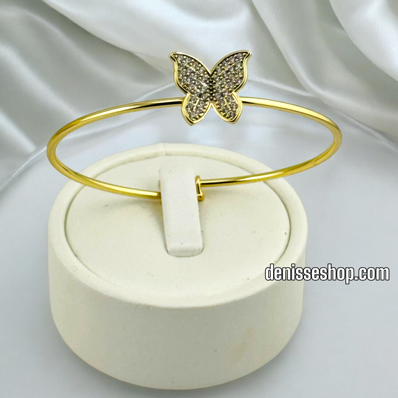 14K / GIRL WHITE STONE BUTERFLY BRACELET BR532