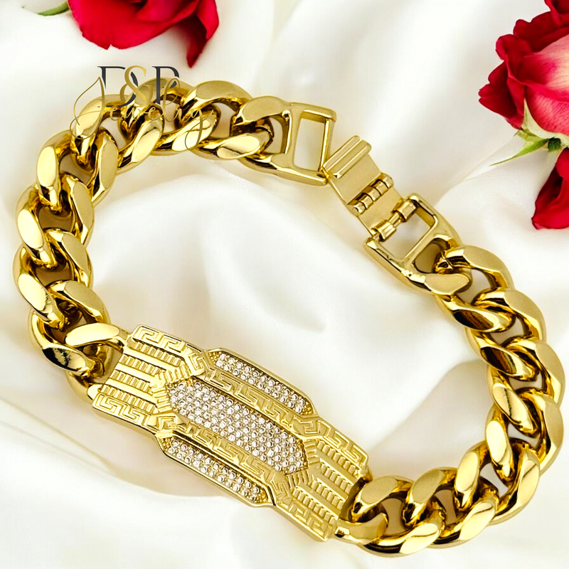 14K GOLD CHUNKY PLATE BRACELET BR711