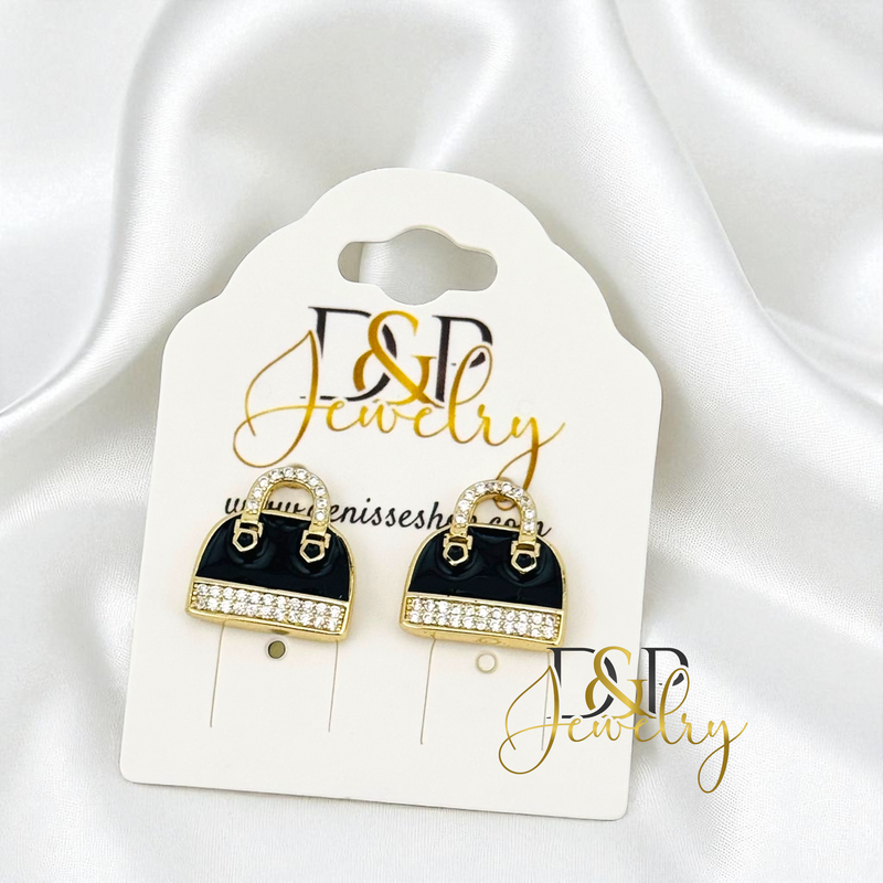14K BLACK FASHION EARRING E986