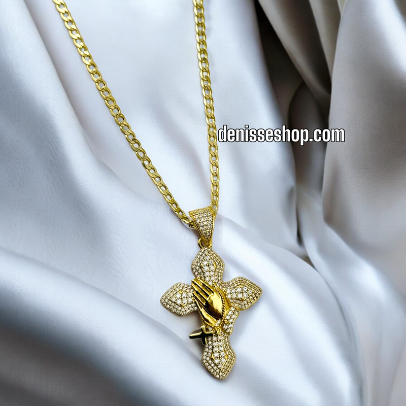 14K FASHION PRAYING CROSS PENDANT P470