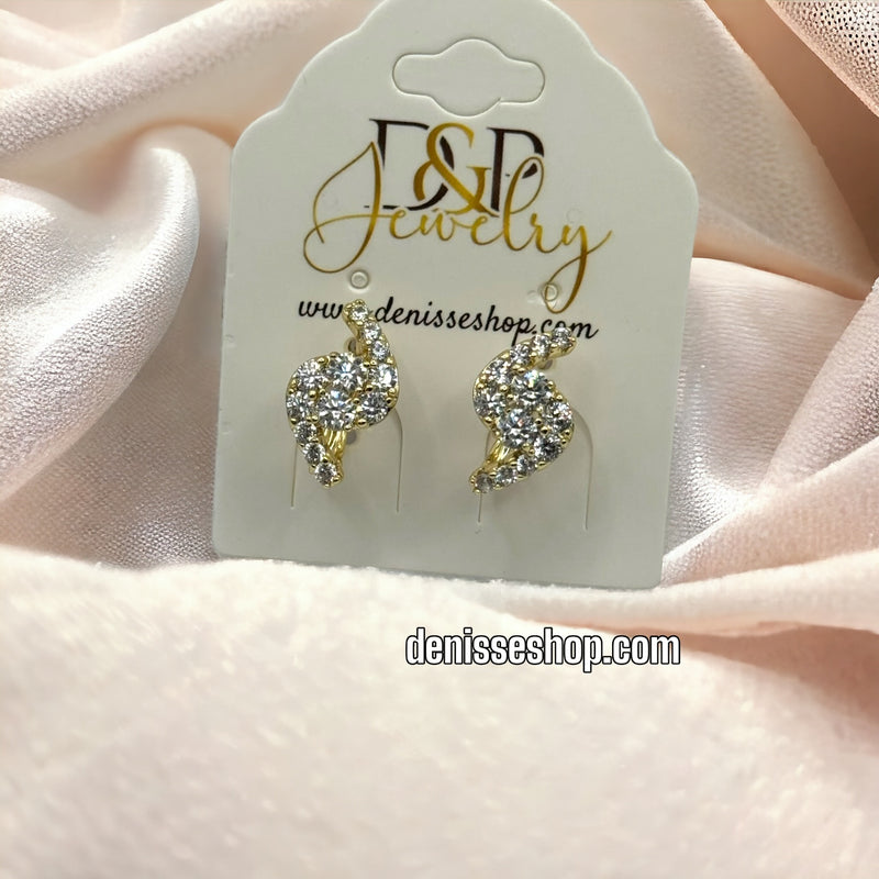 14K Gold White Stone Earrings E317