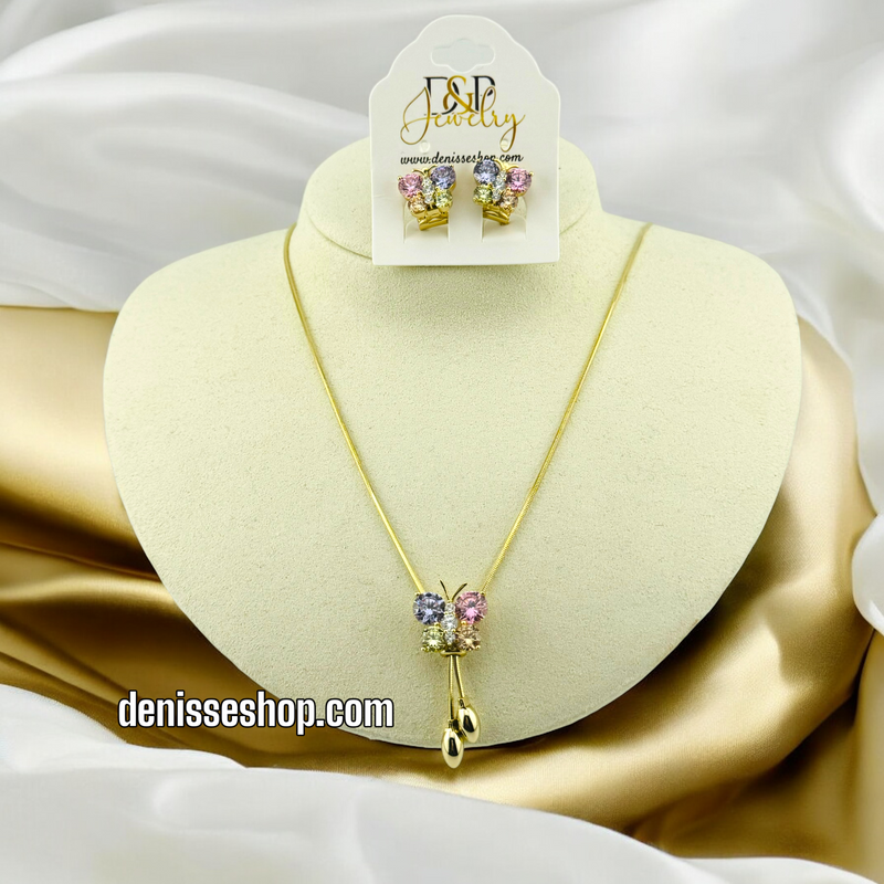 14K MULTI COLOR STONE  FASHION NECKLACE SET N31