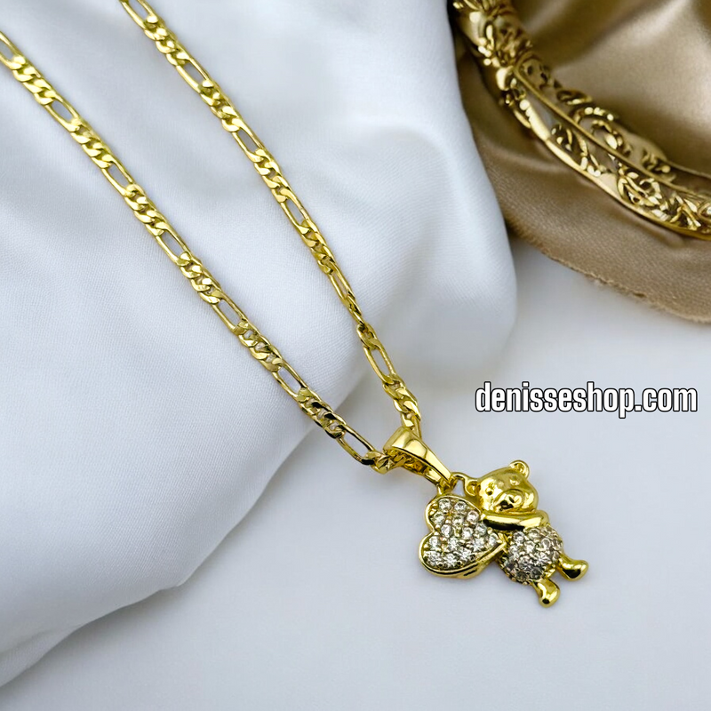 14K TINY BEAR WITH HEART PENDANT P576