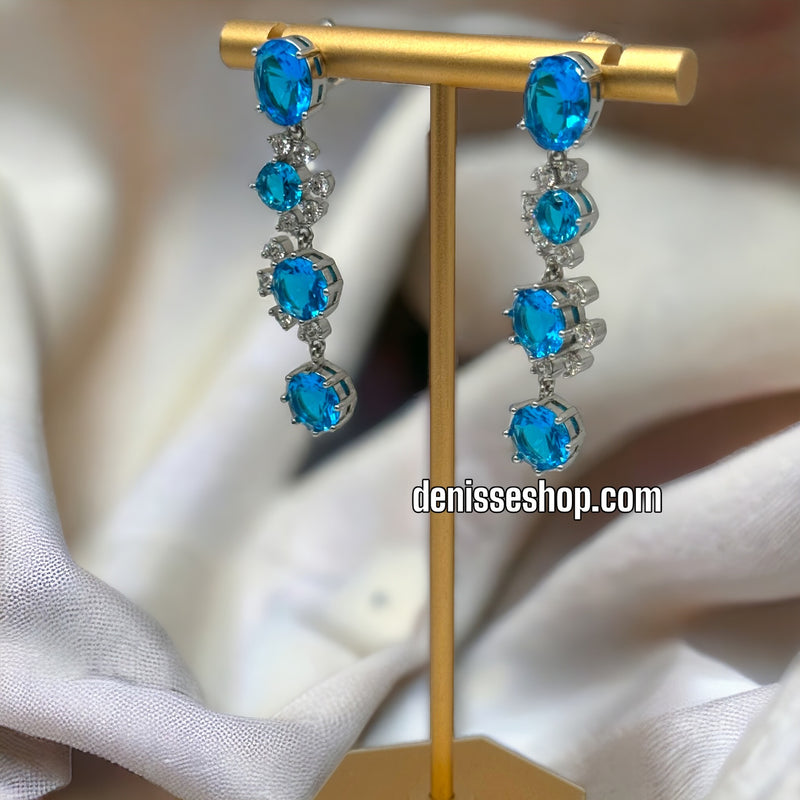 SILVER BLUE ELEGANT EARRINGS E416