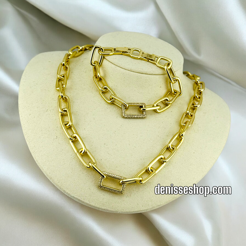 14K LINK CHAIN WOMEN  NECKLACE SET N86