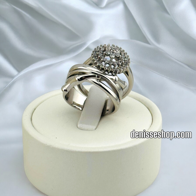 14K WOMEN/SILVER FASHION DOUBLE RING RG322