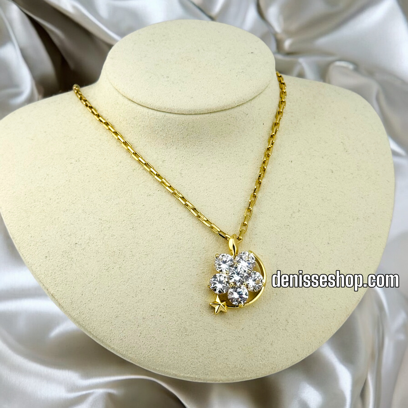 14K WOMEN/ STAR WITH STONES NECKLACE N144