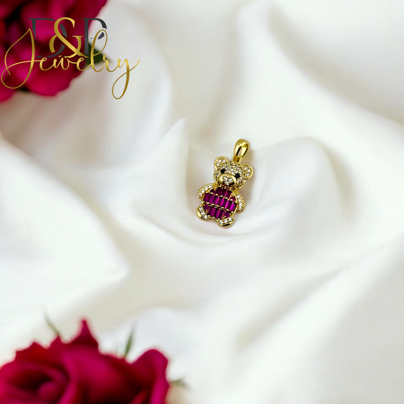 14K BEAR  PINK PENDANT P726